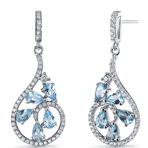 Silberne Ohrringe mit Topasen und Zirkonia Sisia