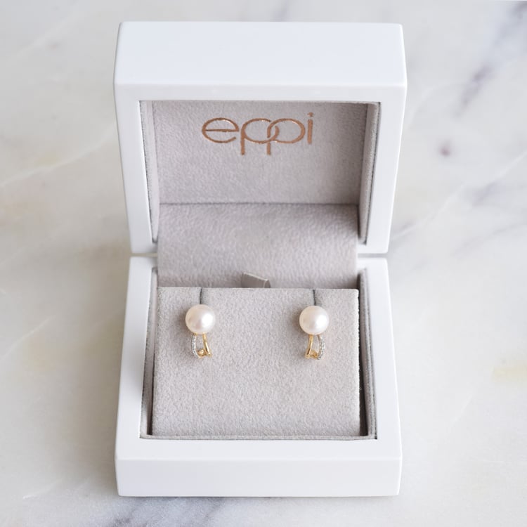 Ungewöhnliche Perlenohrringe mit Diamanten Olayin 86907