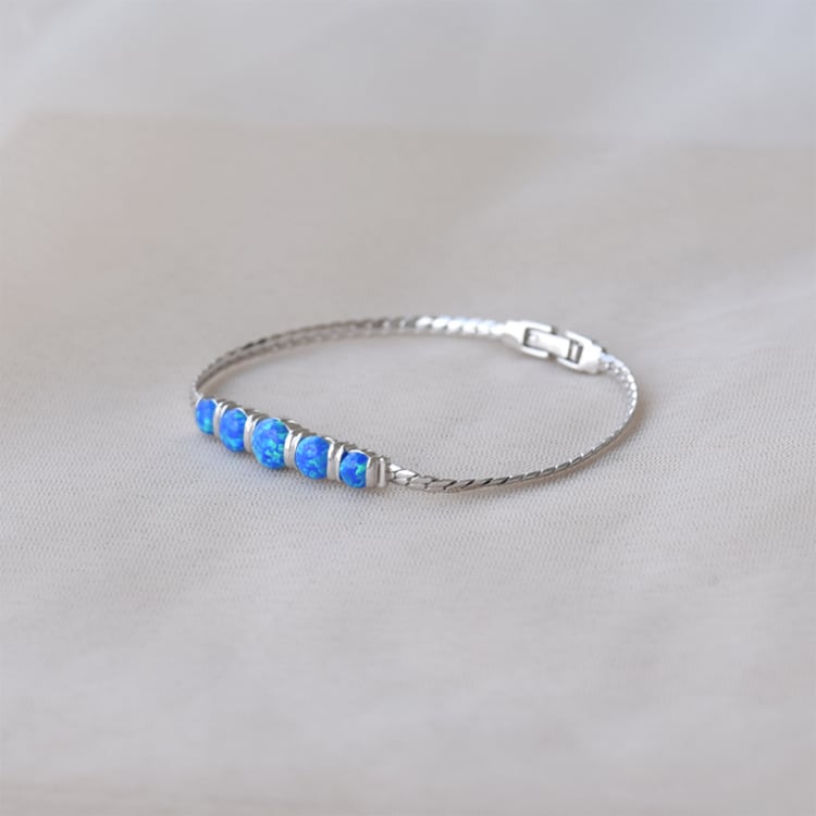 Silbernes Armband mit blauen Opalen Boanah 65293