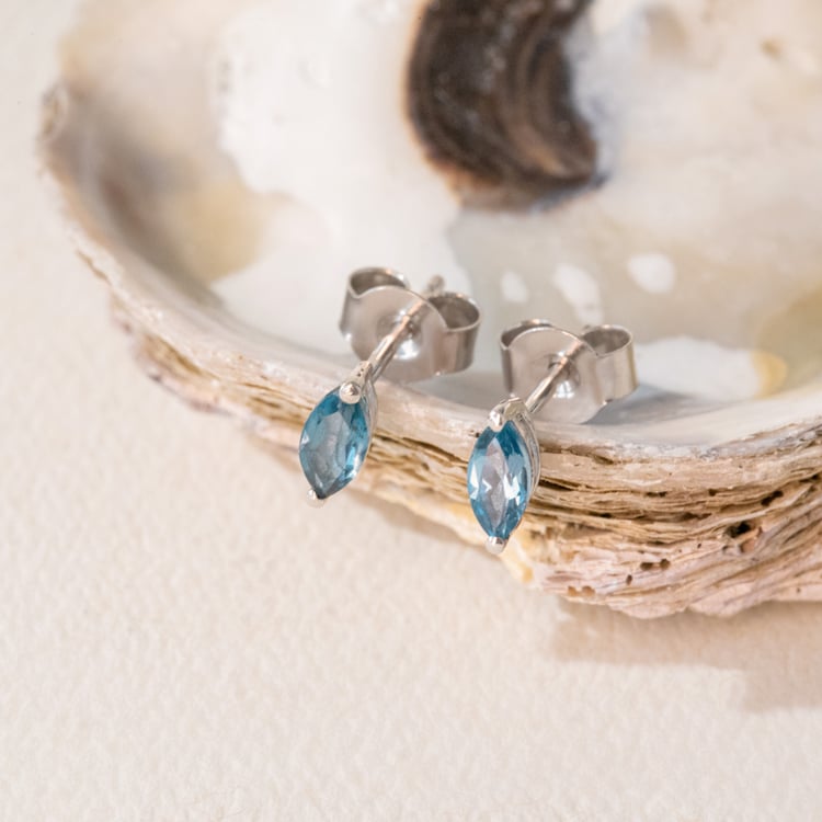 Minimalistische silberne Ohrringe mit Topasen Andine 101033