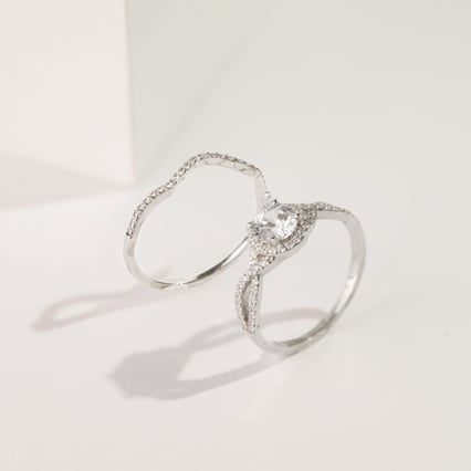 Set Verlobungsring und Eheringe mit Diamanten Dayla