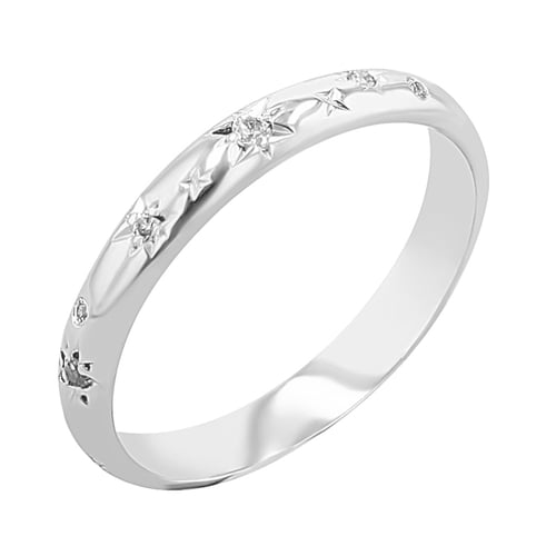 Platin-Eheringe mit von Hand gravierten Sternen und Diamanten Elia