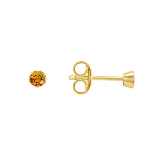 Minimalistische Ohrstecker mit Padparadscha Saphiren in Bezelfassung Tofine
