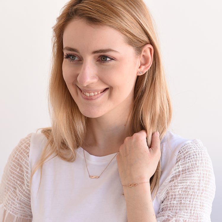 Schmuckset aus Gold mit Unendlichkeitszeichen Infinity 62356