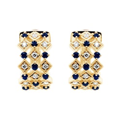 Goldene Creolen mit Diamanten und Saphiren Solveig