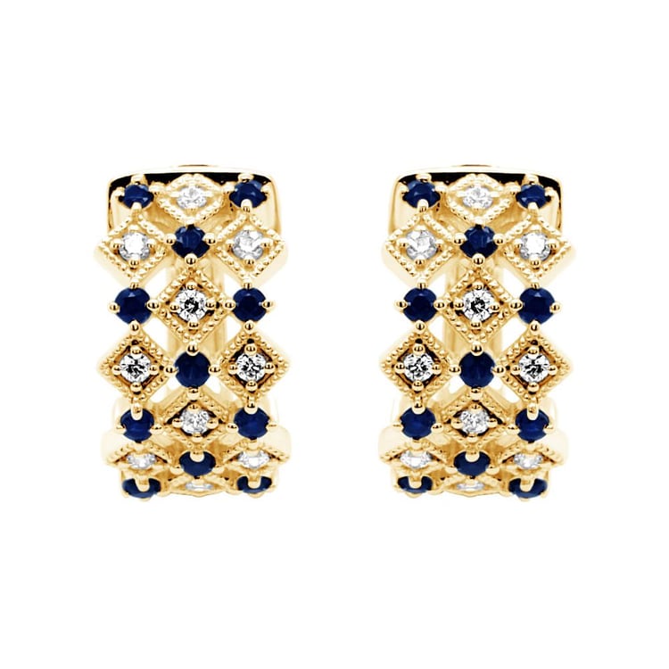 Goldene Creolen mit Diamanten und Saphiren Solveig 160868